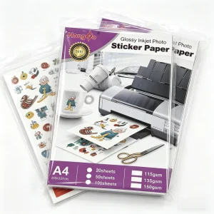 Factory A4 Glossy Inkjet Photo Sticker Paper Self Adhesive Waterproof for DIY Labels & Custom Stickers