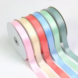 Factory Custom 196 Colors 100% Polyester Double Face Satin Woven Eco Friendly Fabric Ribbon Printed Logo