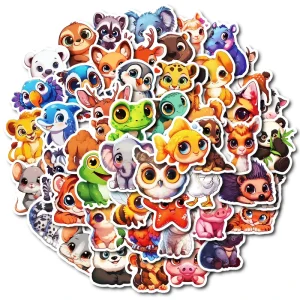 Factory Custom Cut Animal Pattern Vinyl Stickers Self Adhesive Holographic Cartoon Print on Paper for DIY Packaging