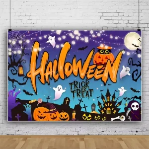 Factory Custom Full Color Digital Printed Halloween Decoration Wall Hanging Flag Background Backdrop Cloth Banner