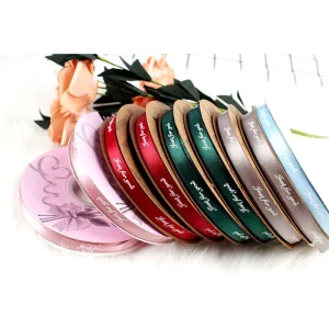 Factory Custom Luxury Double Face Satin Ribbon Printing Logo Polyester Gift Luxury Ribbon Roll