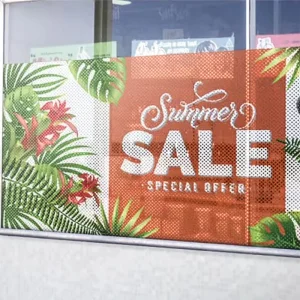 Factory Custom One Way Vision Window Stickers Glossy PVC Self Adhesive Digital UV Printed Perforated Glass Vinyl Window Sticker