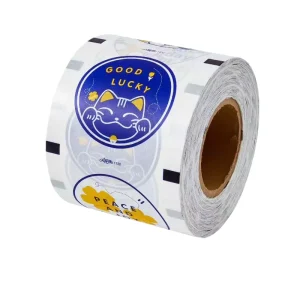 Factory Custom Printing Design Beverage Cold Drink Cup Lid Sealing Pack Bubble Tea Burst proof Material Film Roll Printed