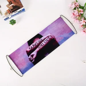Factory Custom Promotional Advertising Handheld Sport Printed Retractable Hand Held Scroll Banner