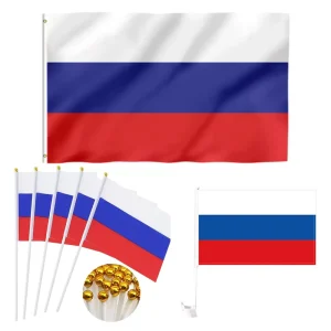 Factory Custom Size 100% Polyester Russian Flag 90*150cm Digital Printing 3*5ft Waterproof Country Flag Car String Flag Vehicle