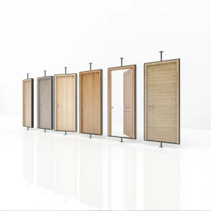 Factory Customized 360 Degree Rotating Wooden Door Display Stand Modern Door Window Sample Frame Fixed up and Down Metal Racks