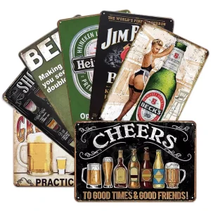 Factory Customized High Quality Advertising Hanging Beer Tin Vintage Metal Plate Metal Sign for Decorative Plaque