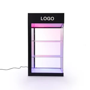 Factory Customized LED Lighting Display Stand with Door and Key Acrylic Electronic Product Display Cabinet