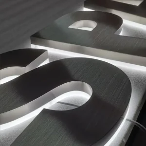 Factory Customized Metallic Letters Sign Brushed Silver Stainless Steel Shop Sign 15cm 20inches Sign
