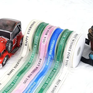 Factory Customized Personalized Printing Logo Satin Ribbon Floral Decoration Ribbon for Packaging Decoration Printing
