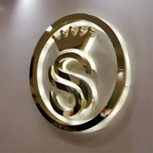 Factory Design Outdoor 3D Gold Mirror Stainless Steel Channel Metal LED Light up Backlit Salon Signs Working Light Genre