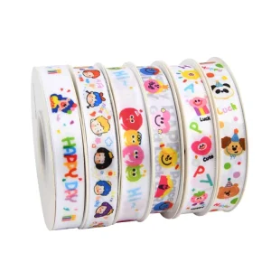 Factory Digital Printing Polyester Ribbons for Birthday Cake Gift Wrapping Custom Design Satin Ribbons