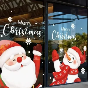 Factory Direct Christmas Static Cling Window Sticker Santa Claus Snowman Glass Door Decal Showcase Decor