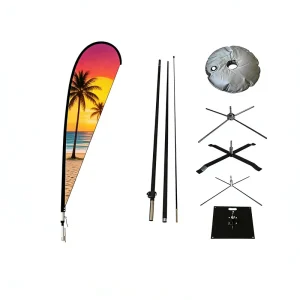 Factory Direct Durable 4m Windproof Fade Resistant Marketing Beach Flag With Flagpole for Street Roadside Advertising
