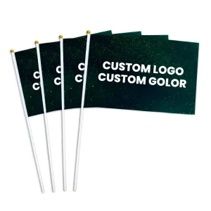 Factory Direct Personalized Printing Custom Hand Held Waving Flag Plastic Pole Stick Flag