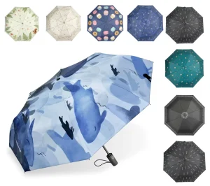 Factory Direct Rainproof 99.9% UV Protection Parasol with Black Anti UV Coating Custom 8 Ribs Umbrella for Rain