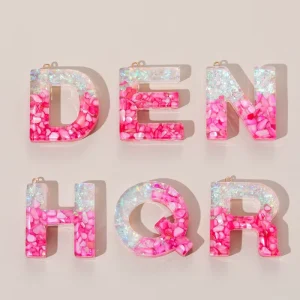 Factory Direct Sale 26 English Alphabet Accessories Rose Red Stone Sequins Resin Epoxy Handmade DIY Semi-Finished Holiday Gift