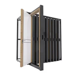 Factory Direct Sale Door Sample Metal Display Stand Wood Door Slab Sliding Display Stand Rack for Exhibition