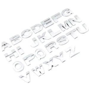 Factory Direct Sale of Creative 26 Letter Metal Car Stickers Numbers and Heart Shaped Decorative Stickers for Custom