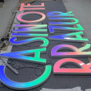 Factory Direct Waterproof Dynamic RGB Color Changing Fluorescent Sign High Gloss Maintenance Free Addressable Aluminum Indoor
