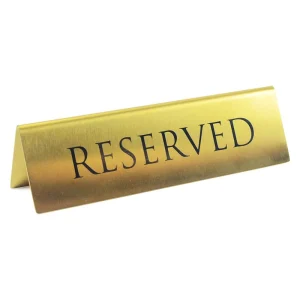 Factory Double Sided Stainless Steel Tabletop Sign Desktop Stand Tent Sign Reserved Sign