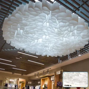Factory Drop Paper Ceiling Hanging Translucent Wavy Shaped Fabric Material Wedding Ceiling for Exhibition Equipment