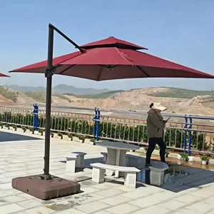Factory Durable Aluminium Restaurant Sunshade Parasols Waterproof Solar Light Outdoor Umbrella