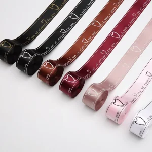 Factory Grosgrain logo Customized Printed Satin Ribbon Woven Clothing Ribbon