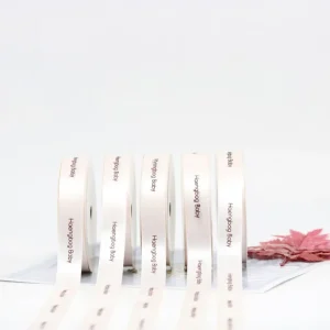 Factory High Quality Eco-Friendly 100% Polyester Silk Custom Width Printed Satin Ribbon with Words Letter Logo