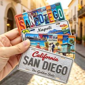 Factory Metal Tin Zinc Alloy 2D 3D Embossed Customized Travel Souvenir License Plate Refrigerator Magnet Fridge Magnet
