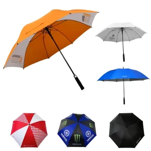 Factory Novelty Large 30Inch Auto Open Strong Windproof Promotional Branded Custom Golf Umbrella With Logo Printing