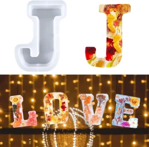 Factory OEM J Capital Letter Epoxy Resin Silicone Letter Mold Suitable for Making Letters Word Logo Art Making Cakes Home Decor