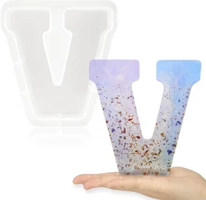 Factory OEM V capital letter epoxy resin silicone letter mold suitable for making letters word logo art making cakes Home Decor