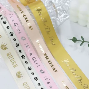 Factory Price Custom Logo Ribbon Personalized Printed Satin Grosgrain Ribbons for Gift Wrap