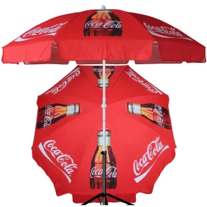 Factory Price Custom Printed Open Diameter 200cm Sun Shade Promotional Polyester Big Market Beach Umbrella Coca Cola Parasols