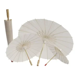 Factory Price Custom Wooden Umbrella Mini White Paper Umbrellas Parasol for Wedding