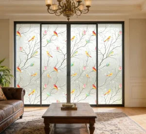 Factory Price Flowers Bird Frosted Wall Sticker Glass Decoration Decals Decor Wallpaper Removable Home Door Window Films