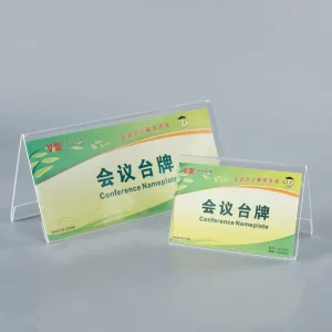 Factory Price V Shape Triangular Clear Acrylic Sign Holder Double Sided Name Card Sign Stand for Office Desk Tabletop Display