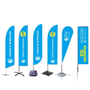 Factory Sales Beach Feather Flag with Cross Base Custom Printing Event Flags