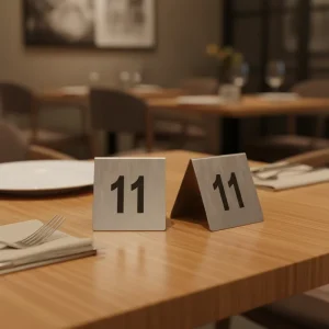 Factory Stainless Steel Silver Color Table Number Stand 1-100 Number Counter Top Restaurant Table Sign Standing