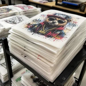 Fashion Cartoon Girl Custom DTF Heat Transfer Stickers Plastisol Screen Print Transfer Custom Logo for T shirts Heat Press