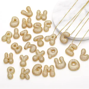 Fashion Crystal Alphabet Bubble a to Z 26 Letters Initial Pendant Necklace for Women