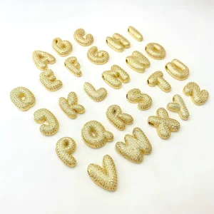 Fashion Crystal Alphabet LOVE Bubble a to Z 26 Zircon Balloon Alphabet Initial Letter Pendant Necklace for Women