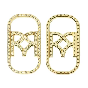 Fashion Designer Bags Hollow Letter Plate Logos Die Casting Rhinestone Name Label Sticker Emblems for Sofa
