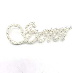 Fashion Greek Sorority Letter Brooch Oo Ooop Pearl Brooch Zinc Alloy Plated Rhinestone Crystal Jewelry Plated Diamond