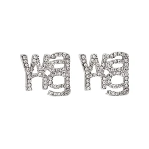 Fashion Punk Exaggerated Crystal Wang Letter Earrings Rhinestone Letters Dangle Earrings for Women Girl Jewellery