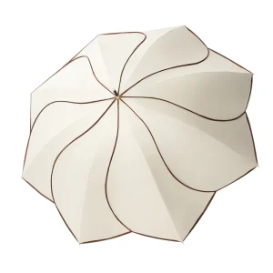 Fashionable Unique Artistic Petal Style J shape Wooden Handle Anti UV Rain Umbrella Parasol Straight Umbrella for Gift