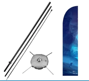 Fast Delivery Feather Flagpole Kit with Ground Spike X Base Water Bag Customized Sign Beach Flags Banner Outdoor Event