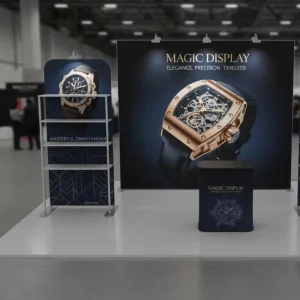 Fast Setup Portable Backlit Fabric Light Box Trade Show Booth with Modular Shelf Exhibition Stand Fabric Display Rack with Shelves for Event