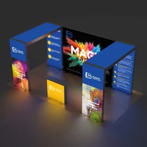 Fast Setup SEG Light Box Stand Booth Tension Cloth Media Event Backdrop Display Compact Image Banner Show Exhibition Large Booths Stand LED for Event